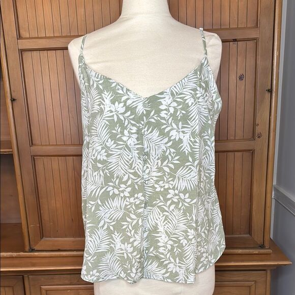 MINE Tropical Floral Print Camisole Tank Top, Size Large - Picture 1 of 8